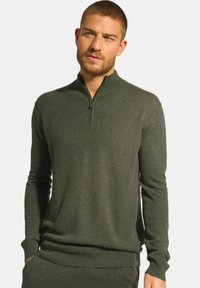 Just Cashmere HALF ZIPPED HIGH COLLAR - Neule - mottled khaki