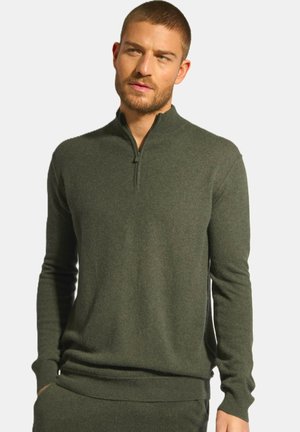 HALF ZIPPED HIGH COLLAR - Strickpullover - mottled khaki