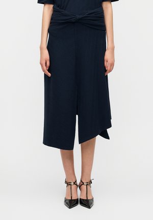 DETAIL MIDI SKIRT - A-Linien-Rock - navy