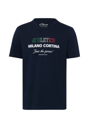 T-Shirt print - marine weiß