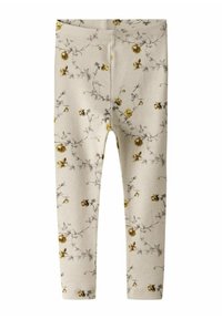 Gai beidzis legingi ar ziedu rakstu, kurā redzami dzelteni rozes un pelēki vīteņi. Mīksta auduma, pieguļošs dizains, elastīga jostasvieta.