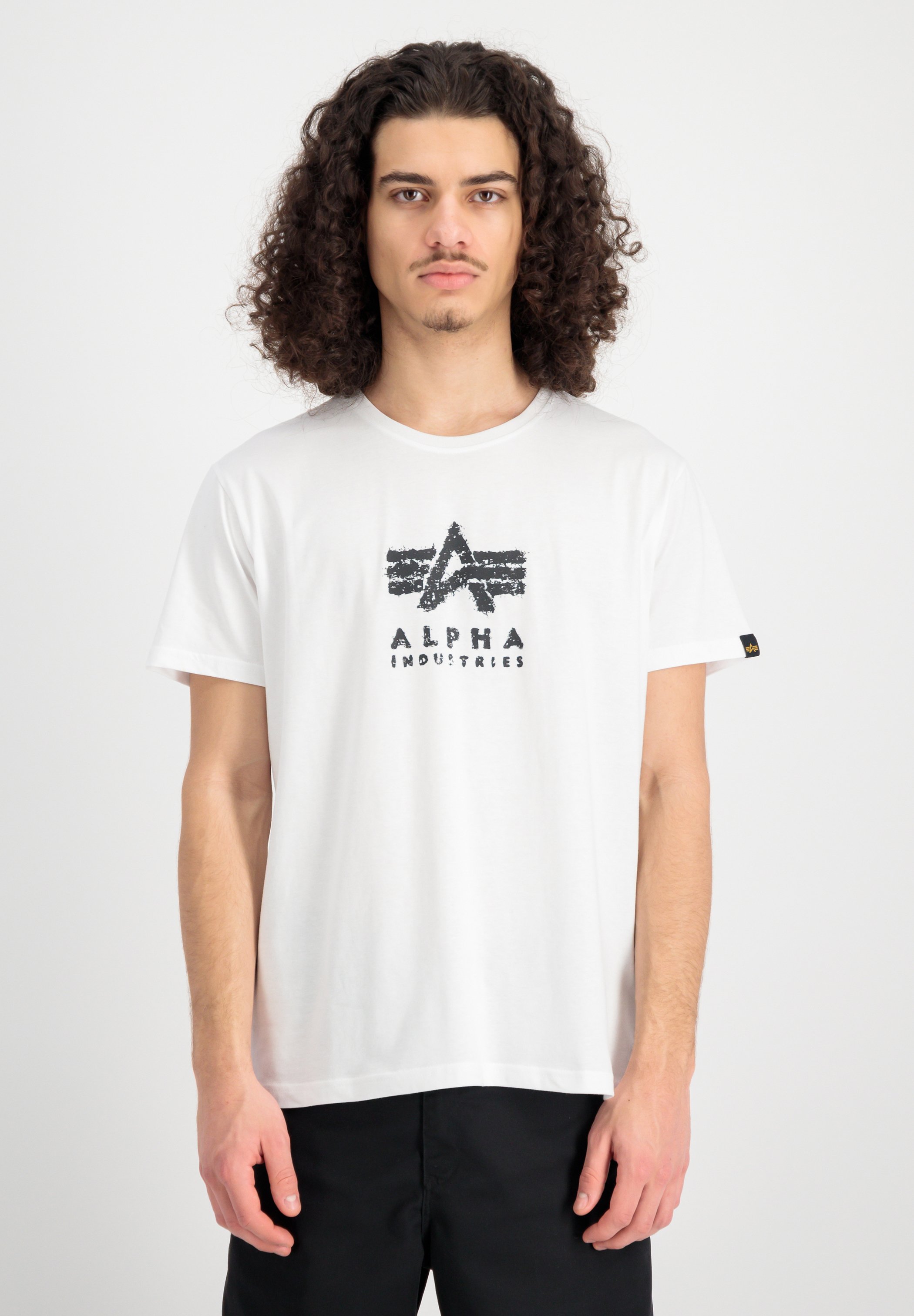 Alpha Industries Herren Grunge Logo T-Shirt - Regular Fit, Logo-Siebdruck Auf Brust