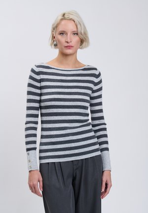 INFLUENCER, INFLUENCER PULLOVER BOAT-NECK STRIPED PULLOVER - Trui - smoke