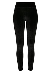 LADIES HIGH WAIST VELVET LEGGINGS - Leggings - black