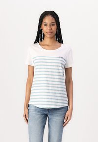 TOM TAILOR DENIM PRINTED SLUB - Triko s potiskem - white/mint