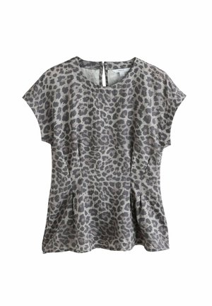 Next, SOFT PEPLUM SHORT SLEEVE TOP - Bluse - grey animal print