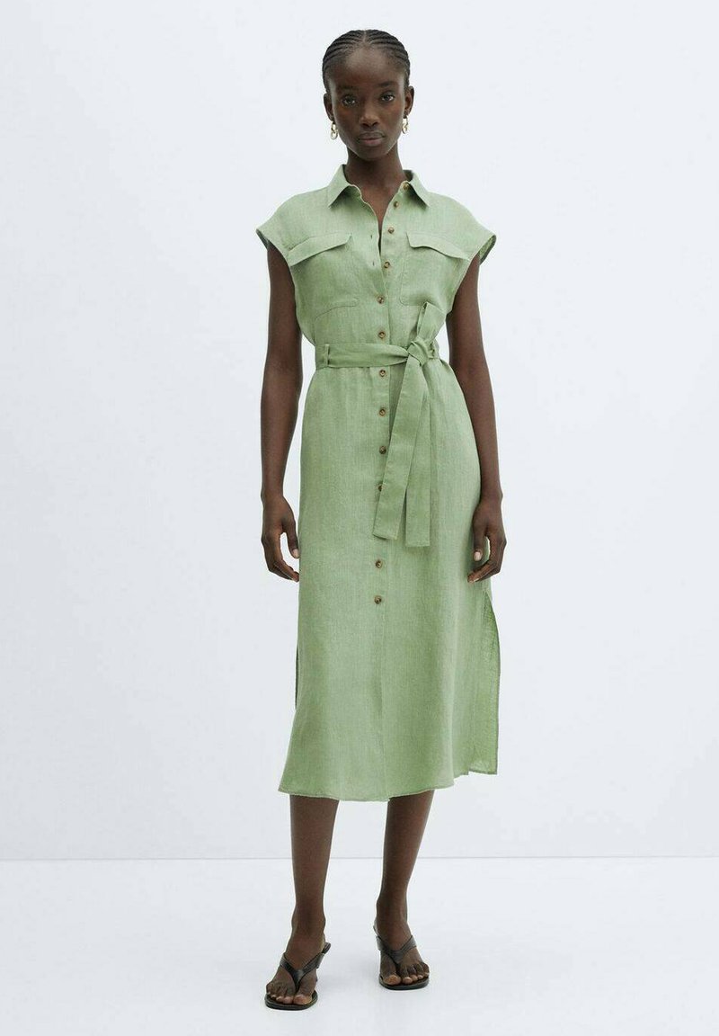 green emerald velvet dress MANGO. Green shirt dress Tm  Hibuy market