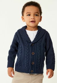 Next SHAWL COLLAR CABLE CARDIGAN - Kardigán - navy blue