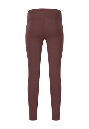 Braune høj taljede leggings lavet af glat, strækbart stof. Tætsiddende design med sømløs konstruktion og ingen synlige metaldele.