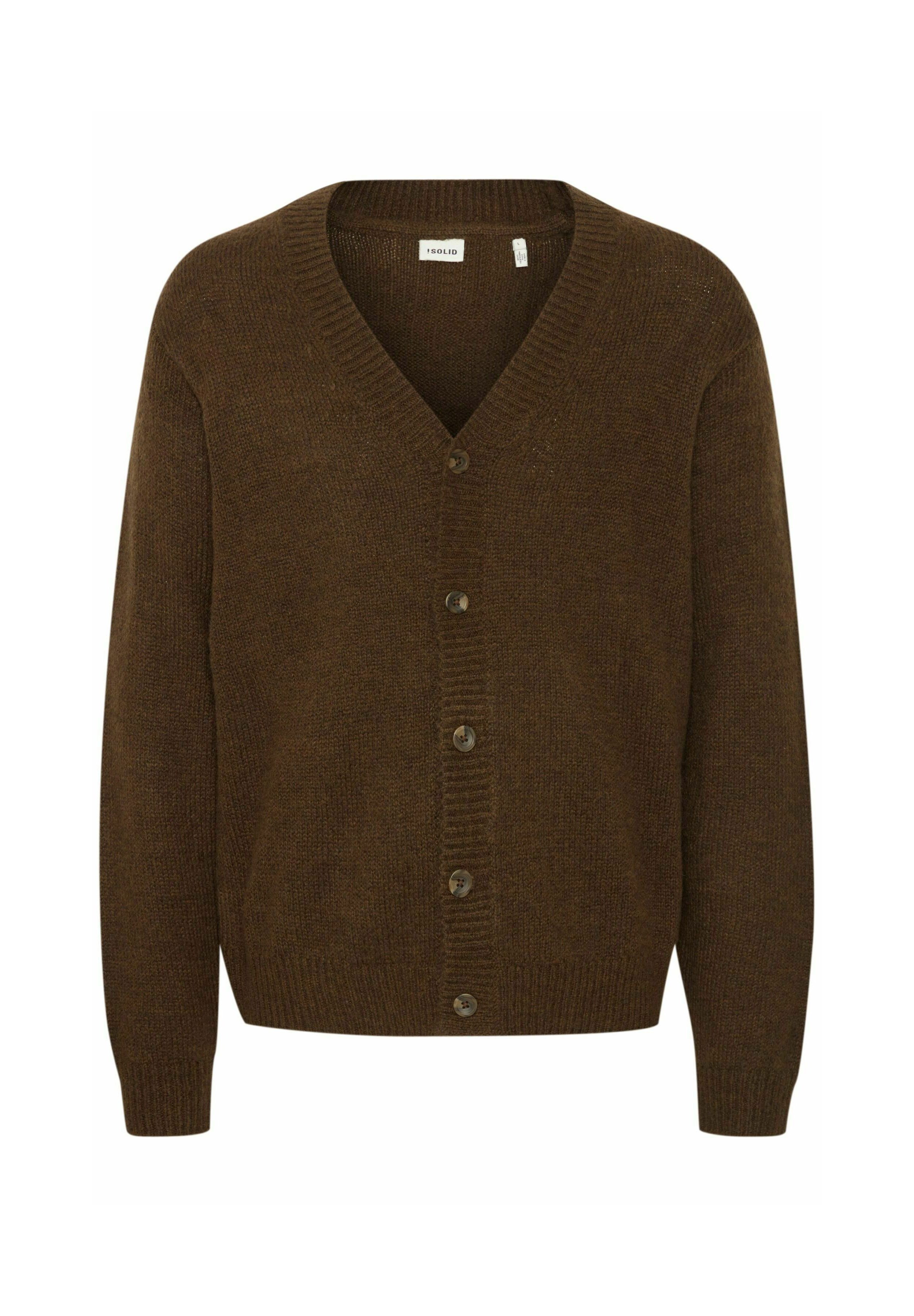 Solid SDHAMED - Cardigan - slate black melange/brown - Zalando.co.uk