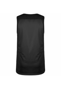 Jersey deportivo sin mangas de color negro, fabricado con tejido transpirable y ligero. Costuras planas y una parte posterior suave con una ligera forma contorneada.