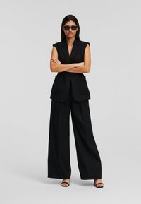 KARL LAGERFELD - WIDE-LEG - Hlače - black Minijatura 1