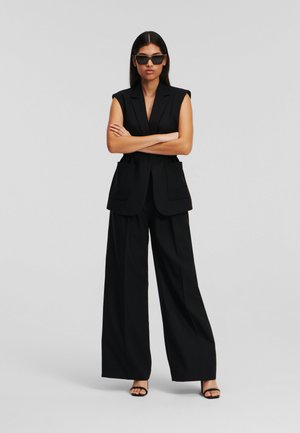 WIDE-LEG - Pantalon classique - black