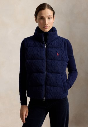 Polo Ralph Lauren, CABLE-KNIT WOOL-CASHMERE ZIP VEST - Weste - spring navy heather