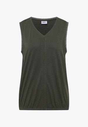 Cecil, TOP WITH V-NECK AND CROCHET TAPE - Toppi - khaki