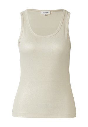 Top senza maniche color beige, a coste, con scollatura a girocollo e taglio aderente, taglia 36, della marca s.Oliver.