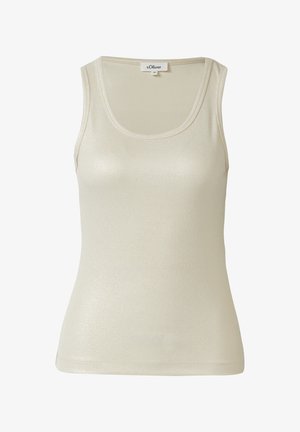 Top senza maniche color beige, a coste, con scollatura a girocollo e taglio aderente, taglia 36, della marca s.Oliver.