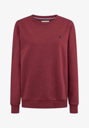 Bordeaux sweatshirt lavet af bomuld, med runde hals, lange ærmer, ribbede manchetter og et lille logo på brystet. Glat tekstur.