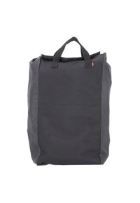 Black fabric tote bag with a textured finish, featuring two top handles and a simple, rectangular design. No visible hardware or accents.