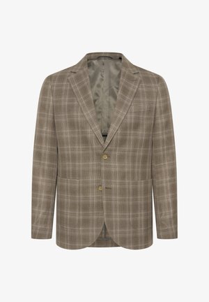 Pruun ruuduline bleiser, valmistatud karedate kangast. Omab nurgelisi krae, kahte nööpi ja kahte eesmistTaskut. Vooderdatud sisemus.