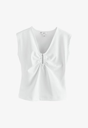 Next, REGULAR FIT - DEEP V-NECK CAP SLEEVE TOP . - Jednoduché tričko - white