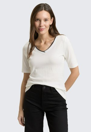 MIT V-AUSSCHNITT - T-shirt basique - whisper white