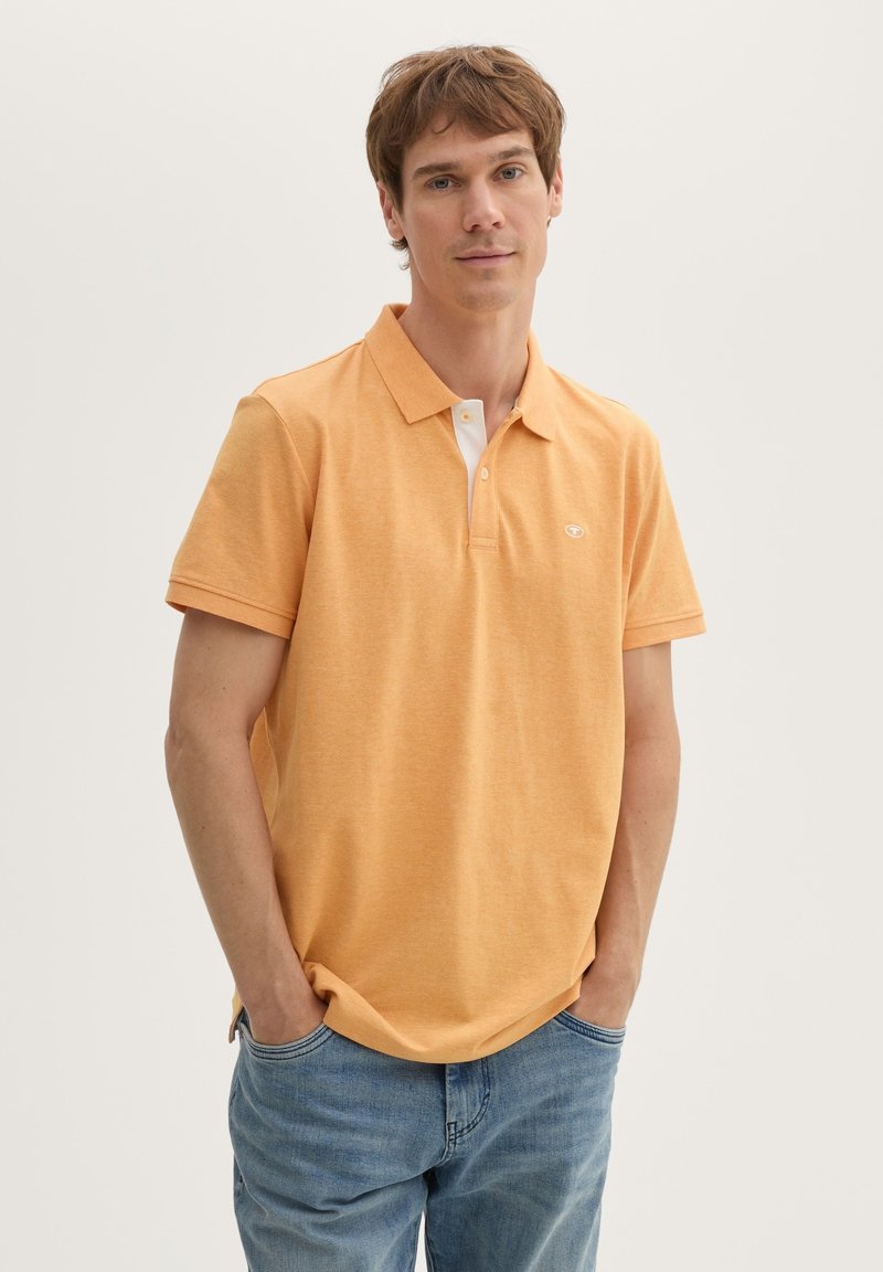 TOM TAILOR BASIC WITH CONTRAST - Polo - pepper orange white melange