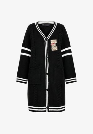 #VDR VILLADELLEROSE, LONG OVERSIZE KNIT CARDIGAN - Gilet - black