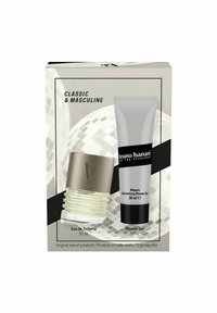 Klassinen ja maskuliininen lahjapakkaus sisältää 30 ml Eau de Toilettea lasipullossa hopeakorkilla sekä 50 ml suihkugeelin tuubissa.