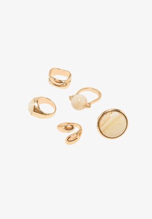Stradivarius, SET OF 5 BEADED RINGS - Bague - gold-coloured