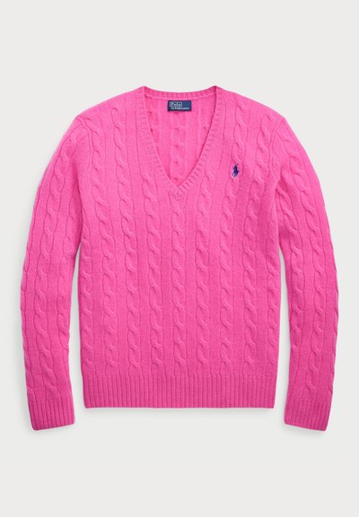 Polo Ralph Lauren CABLE-KNIT WOOL-CASHMERE V-NECK JUMPER  - Svetr - pink lace