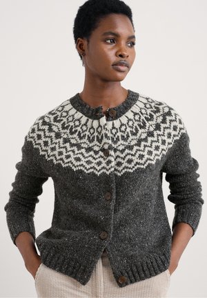 PORT KINNIS - Adīta jaka - grey wag tail coal aran