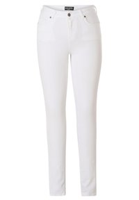 Witte skinny jeans van denim, met een knoop- en ritssluiting, vier zakken en een gladde, ontextuurde afwerking.