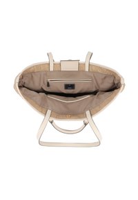 Beige totebag med strukturerad yta, dubbla handtag och ett rymligt, foder inredning som har en zipficka och logodetalj.