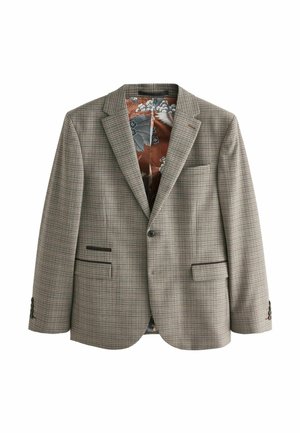 SKINNY FIT TRIMMED CHECK - Anzugsakko - taupe
