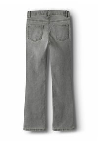 Grå jeans med vidde, lavet af denimstof. Har to baglommer og kontrastfarvet syning. Glat tekstur og ren kantfinish.