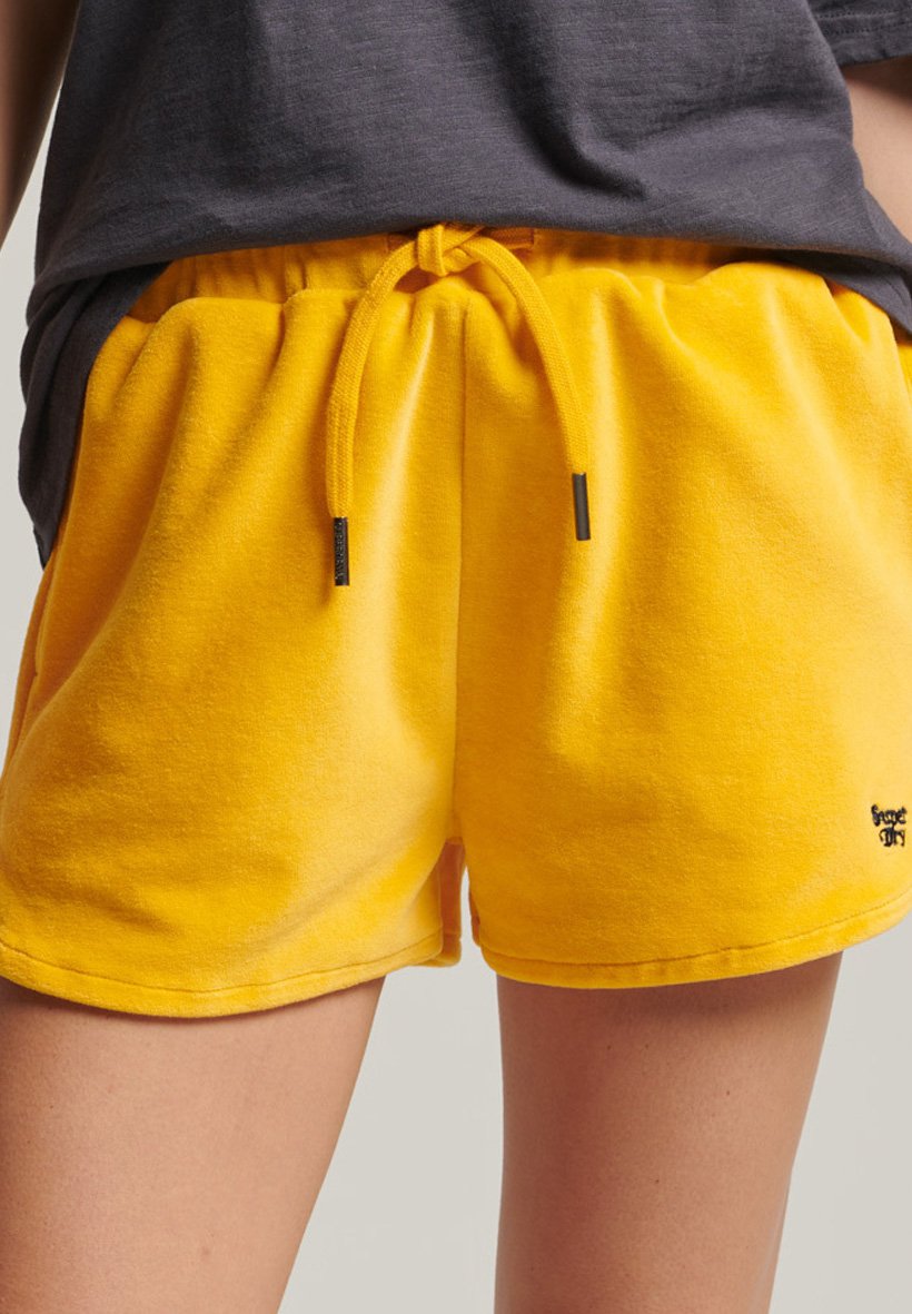 Superdry Vintage Beach Short - Pantaloncino Tuta Donna In Felpa, Colore Oatmeal E Corallo