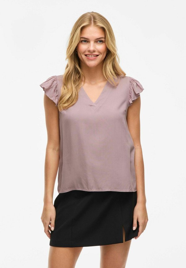 MIT ANGESCHNITTENEN ÄRMELN VILIKA V-AUSSCHNITT - T-Shirt basic - toadstool