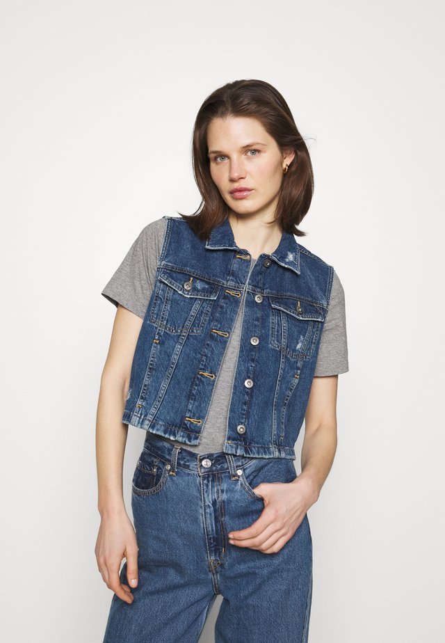 VEST CROPPED - Chaleco - blue denim