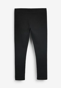 Zwarte leggings van rekbare katoen. Beschikt over een elastische tailleband, aansluitend ontwerp en een gladde textuur zonder patronen of accenten.