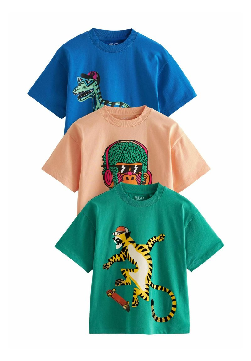Next SHORT SLEEVE GRAPHIC 3 PACK STANDARD - Triko s potiskem - multi skating animals