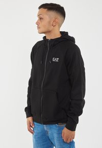 EA7 Emporio Armani LOGO - Felpa con zip - nero bianco