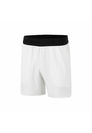Witte sportieve korte broek met een brede zwarte elastische tailleband, ontworpen voor sport of casual gebruik.