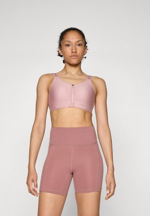 HIGH ZIP BRA - High support sports bra - tourmaline pink/maroon mist