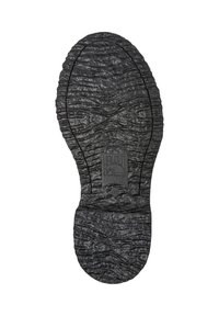 Black textured rubber shoe sole with irregular ridges, Camper logo, and size number 38 marked in the center.