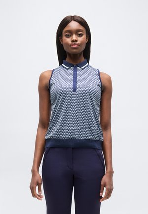 SLEEVELESS SCARF GEO PRINT COLLAR POLO - Μπλούζα - peacoat