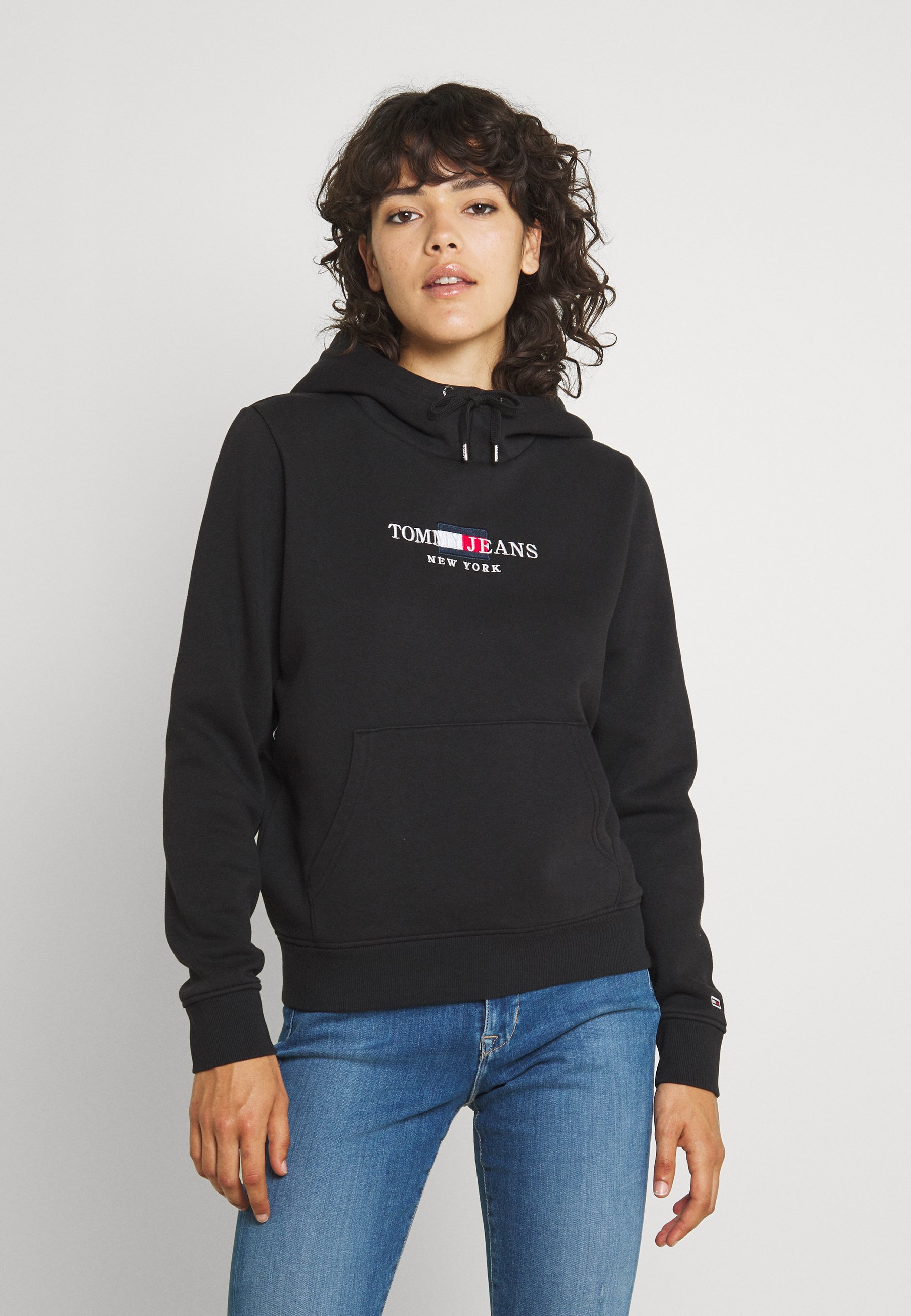 Tommy Jeans CROP TIMELESS HOODIE - Sudadera - black/negro - Zalando.es