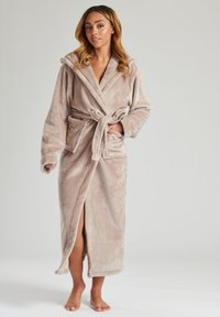 Loungeable RIBBON TRIM LUXURY HOODED MAXI RO - Badjas - mink