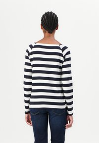 TOM TAILOR STRIPED CARRE NECK - Pikkade varrukatega topp - lunar eclipse/off white
