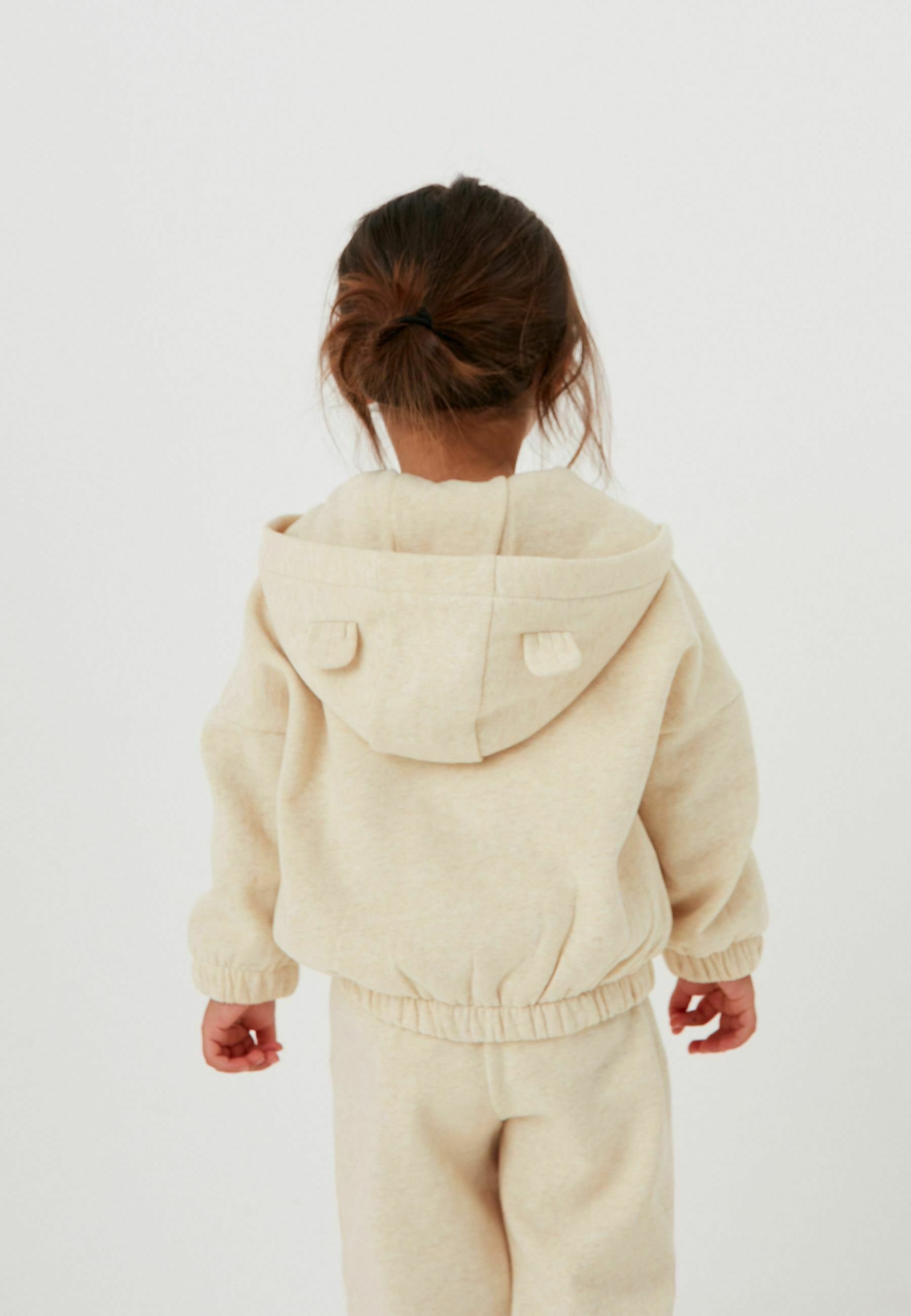 Sweat à capuche court et ample fille ecru | GEMO